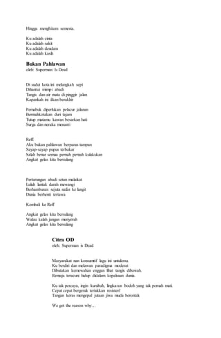 Lirik lagu superman is dead PDF Lirik lagu superman is dead PDF