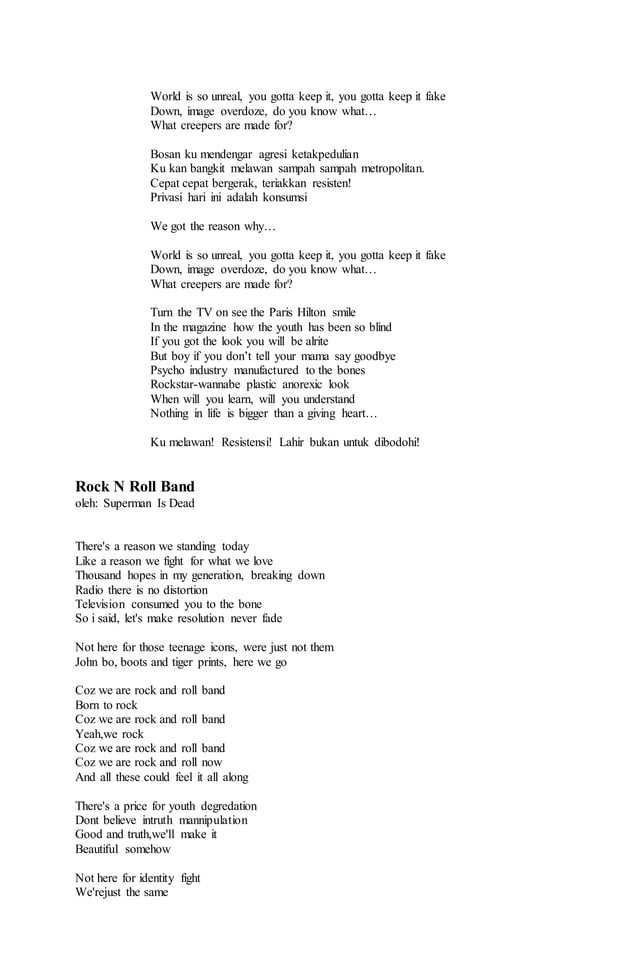 Lirik lagu superman is dead PDF Lirik lagu superman is dead PDF