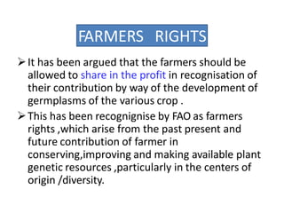 Farmers Rights Vs Researchers Rights Intellectual property rights | PDF