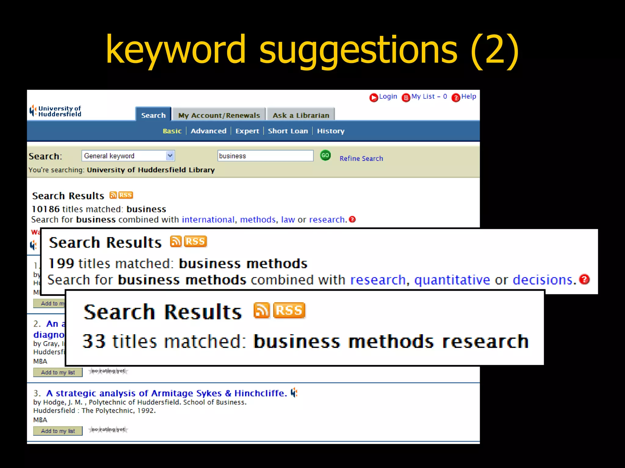 keyword suggestions (2) 
