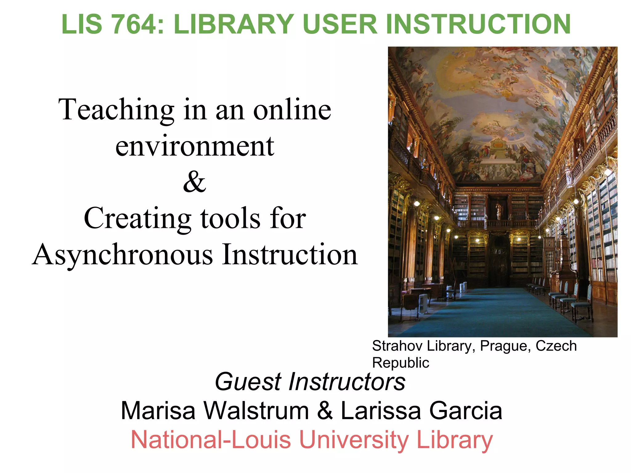 Sample Library Instructions Lis764 Online Library Instruction | PPT