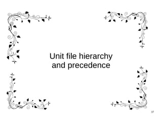 37
Unit file hierarchy
and precedence
 