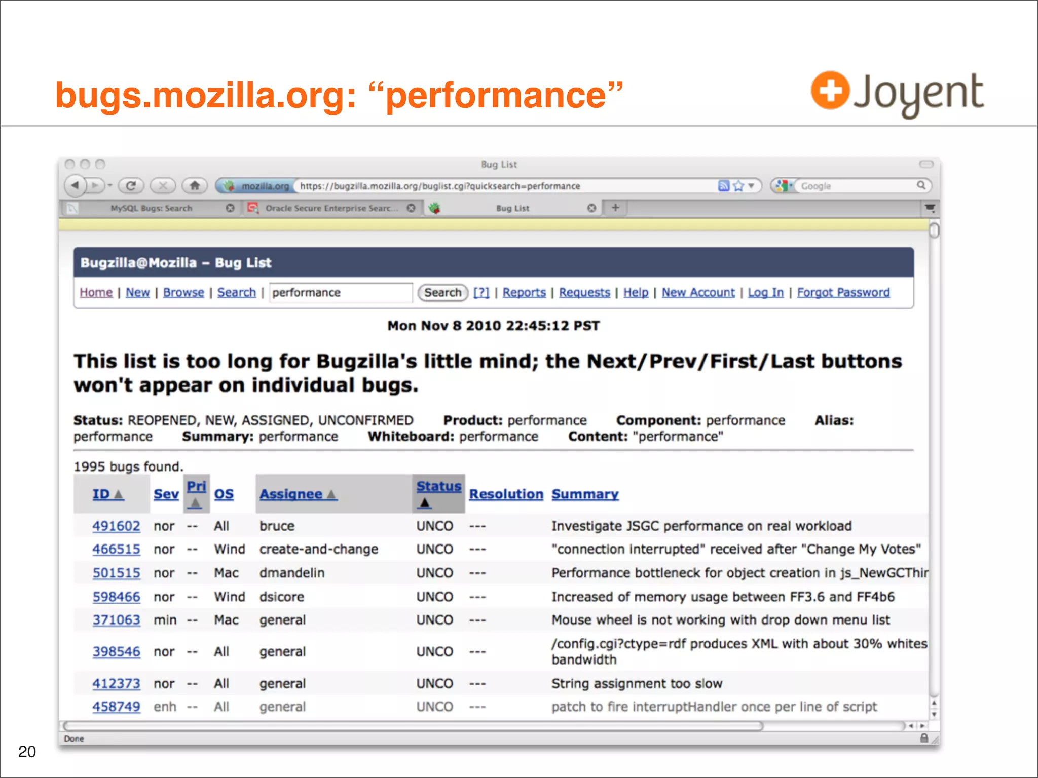 bugs.mozilla.org: “performance”

•

20

 