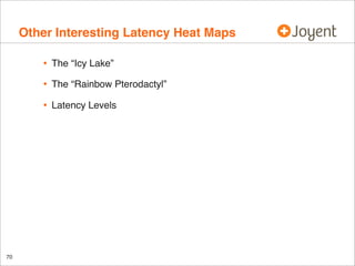 Other Interesting Latency Heat Maps
•
•

The “Rainbow Pterodactyl”

•

70

The “Icy Lake”

Latency Levels

 