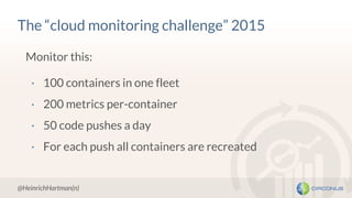 Monitor this:
· 100 containers in one fleet
· 200 metrics per-container
· 50 code pushes a day
· For each push all contain...