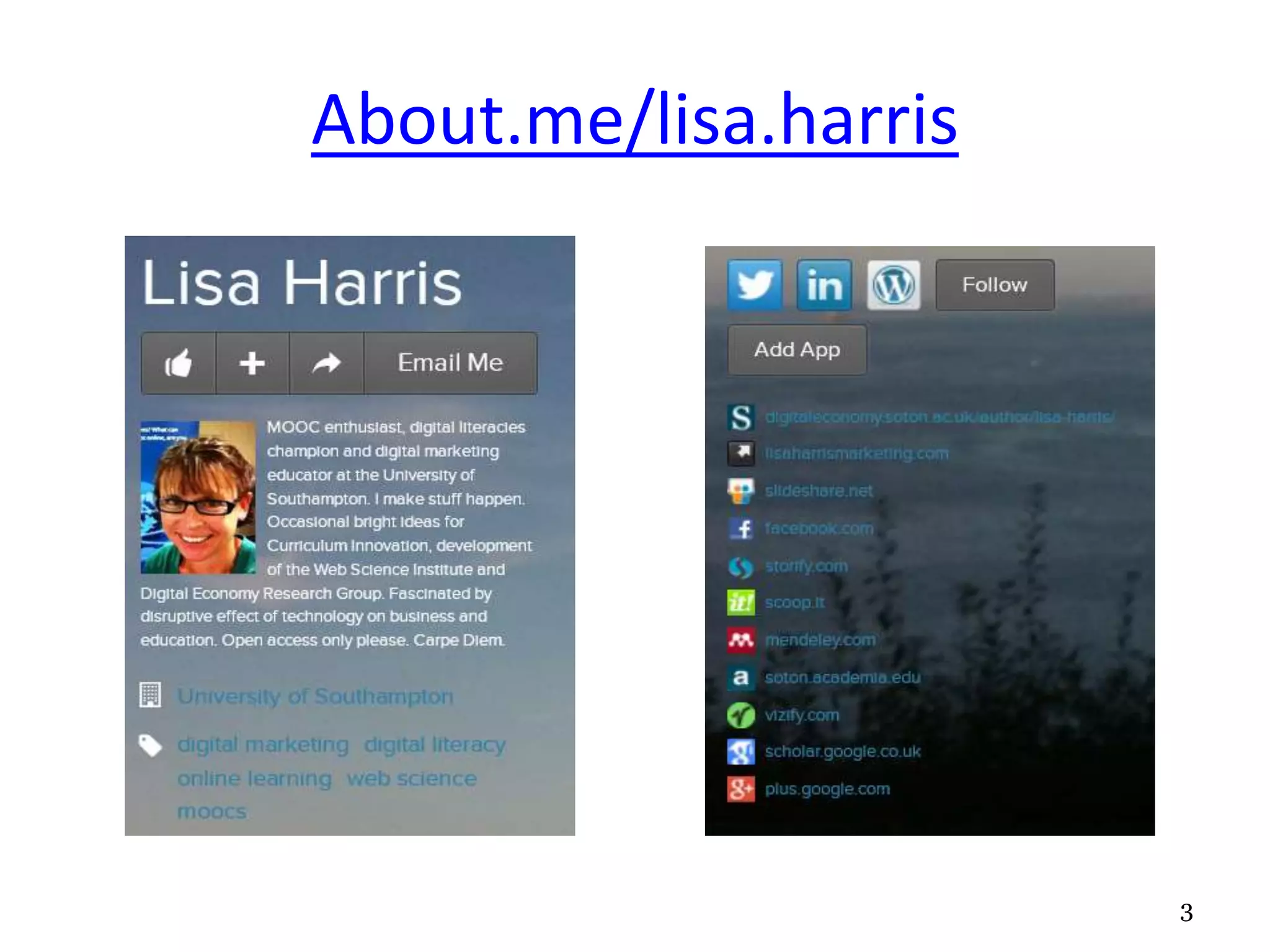 About.me/lisa.harris 
3 
 