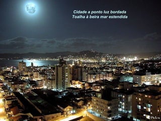 Cidade a ponto luz bordada Toalha à beira mar estendida 