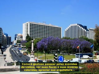 Como é gostoso passear pelas avenidas
de Lisboa, ver suas flores e suas árvores
coloridas, apreciar sua arquitetura...
 
