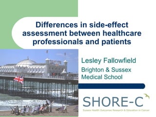 Differences in side-effect assessment between healthcare professionals and patients Lesley Fallowfield Brighton & Sussex Medical School 