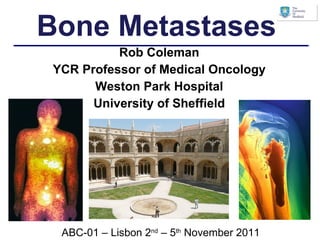 Rob Coleman YCR Professor of Medical Oncology Weston Park Hospital University of Sheffield Bone Metastases ABC-01 – Lisbon 2 nd  – 5 th  November 2011 