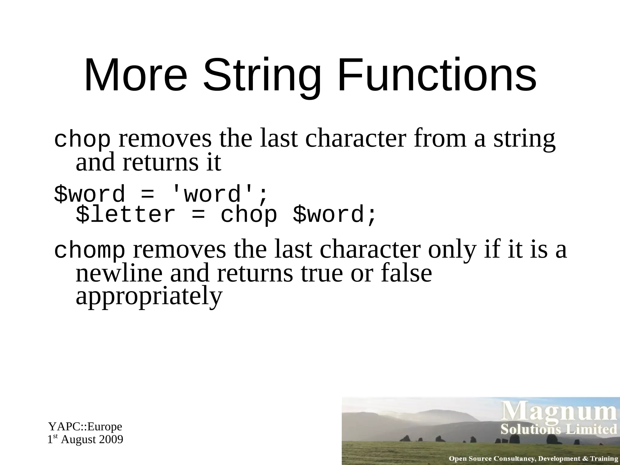 For example, -w turns on warnings 