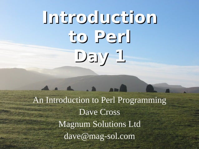 Introduction to Perl - Day 1 | PPT