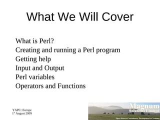 Introduction to Perl - Day 1