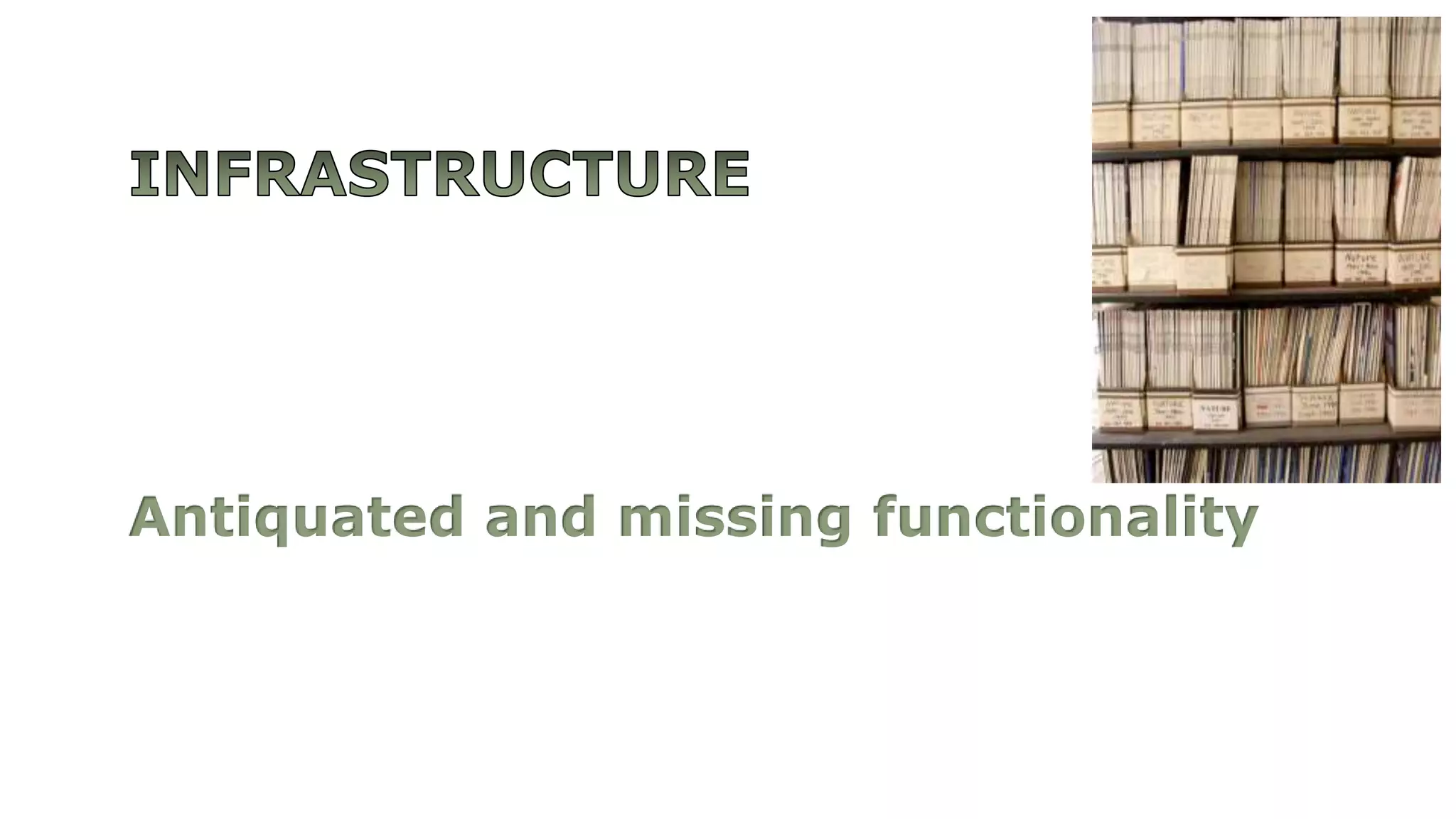 Antiquated and missing functionality
 