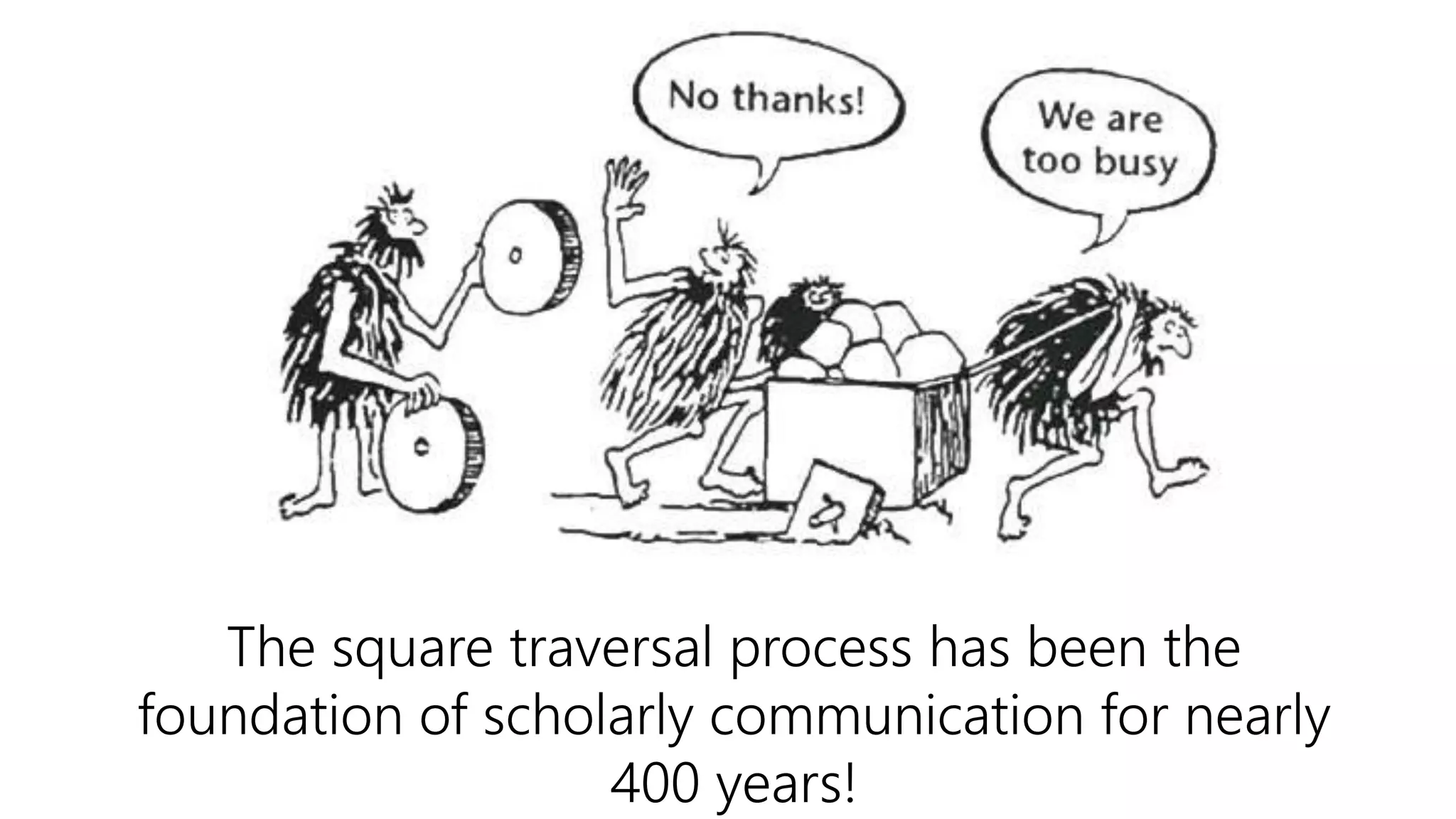 The square traversal process has been the
foundation of scholarly communication for nearly
400 years!
 