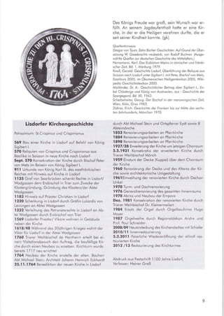 Lisdor{er Kirchengeschichte
Polrozinium: Si.Crispinus und Crispinionus
569 Bou einer Klrche in Lisdorf ouf Befehl von Köni...