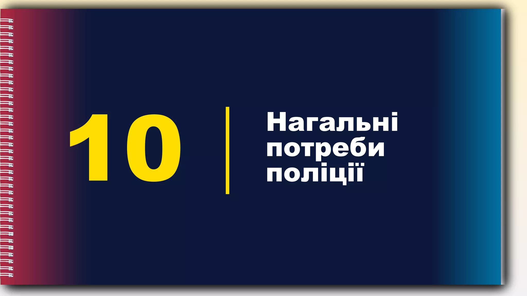 10
Нагальні
потреби
поліції
 