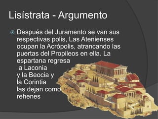 Lisístrata - Argumento


Después del Juramento se van sus
respectivas polis, Las Atenienses
ocupan la Acrópolis, atrancando las
puertas del Propileos en ella. La
espartana regresa
a Laconia
y la Beocia y
la Corintia
las dejan como
rehenes

 