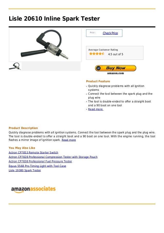 Lisle 20610 inline spark tester