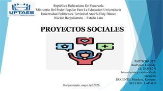 Formulación y evaluación de proyectos - proyectos sociales .pptx