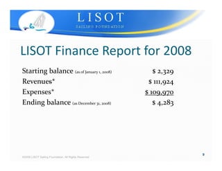 Lisot 2009 Parents Meeting March 1, 2009