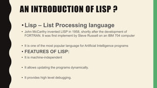 Lisp | PPTX | Programming Languages | Computing
