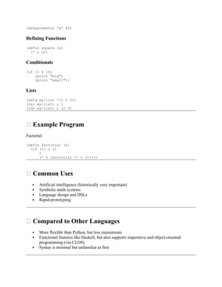 Artificial intelligence LISP artificial intelligence LISP common use | DOCX