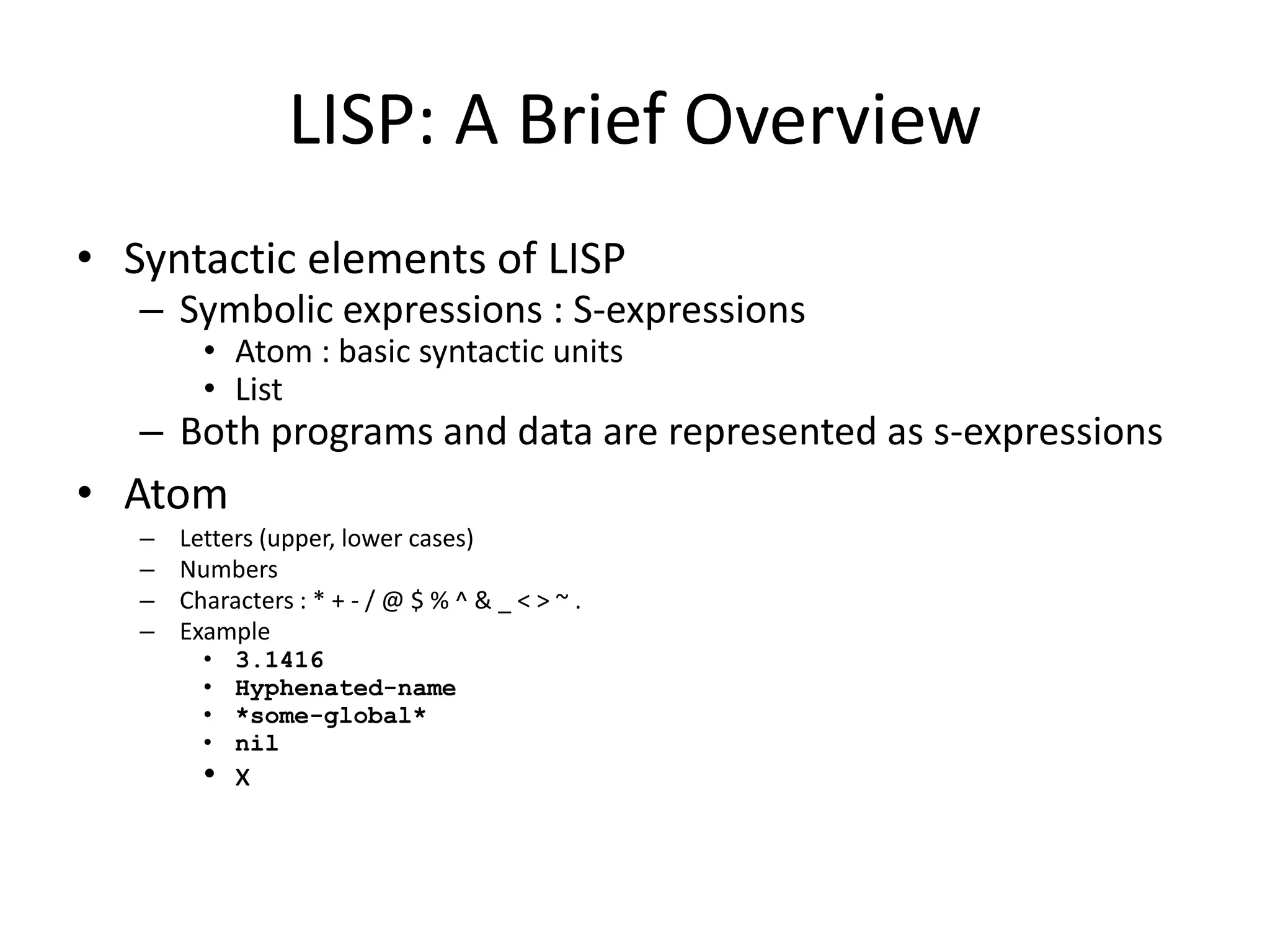 INTRODUCTION TO LISP | PPT