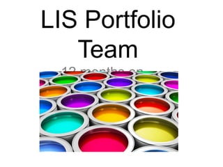 LIS Portfolio
Team
12 months on...
 