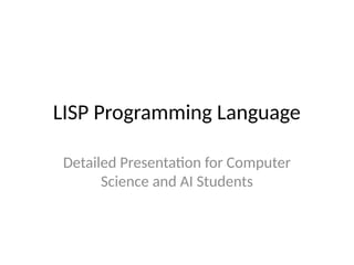 Comprehensive Guide to LISP Programming Language for AI and Computer ...