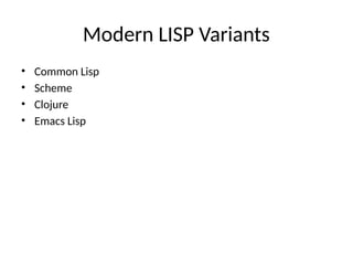 Comprehensive Guide to LISP Programming Language for AI and Computer ...