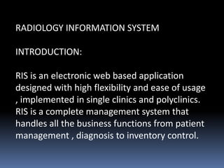 LABORATORY INFORMATION SYSTEM RADIOLOGY INFORMATION SYSTEM | PPTX