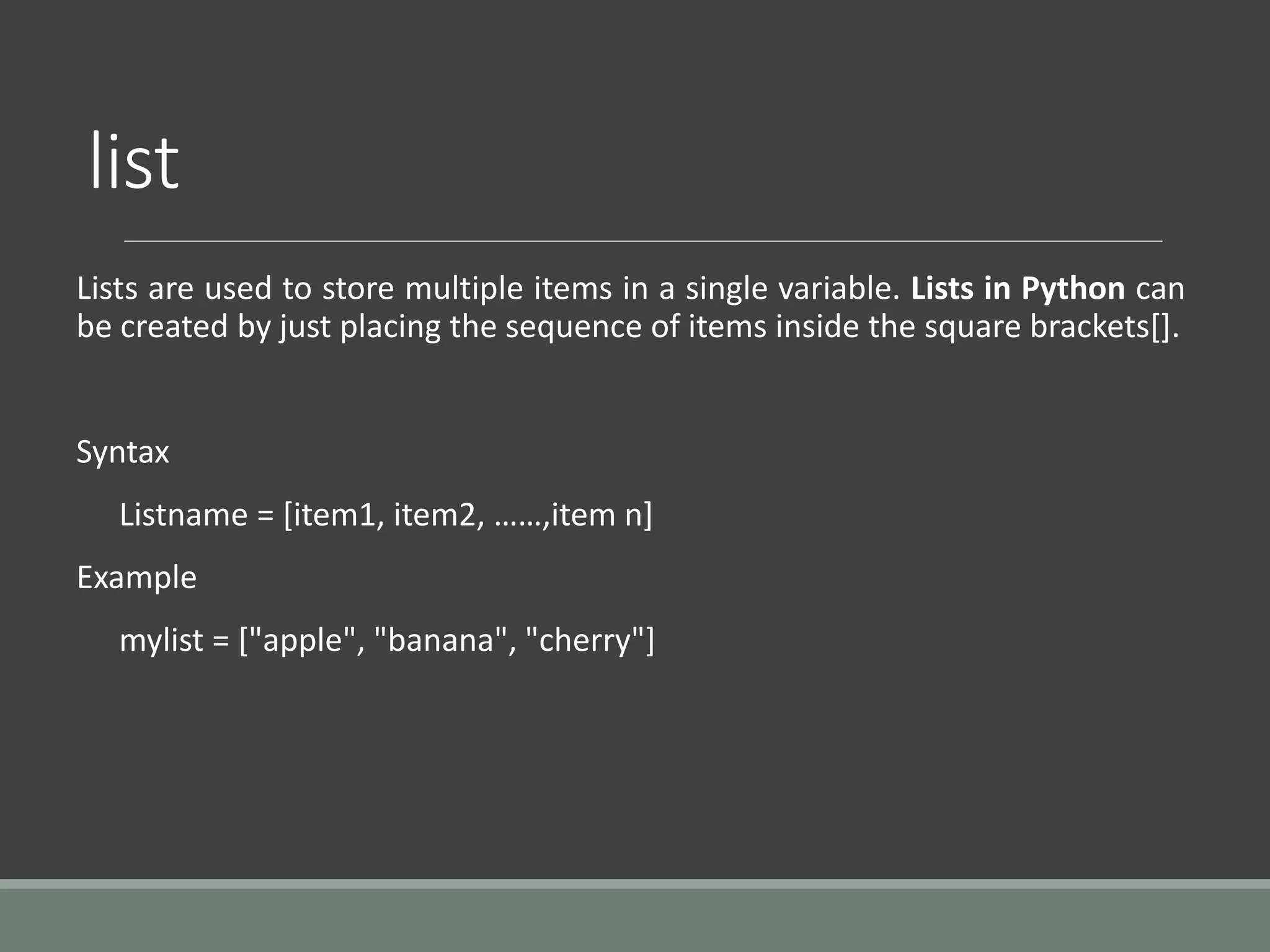 List in Python | PPTX | Programming Languages | Computing