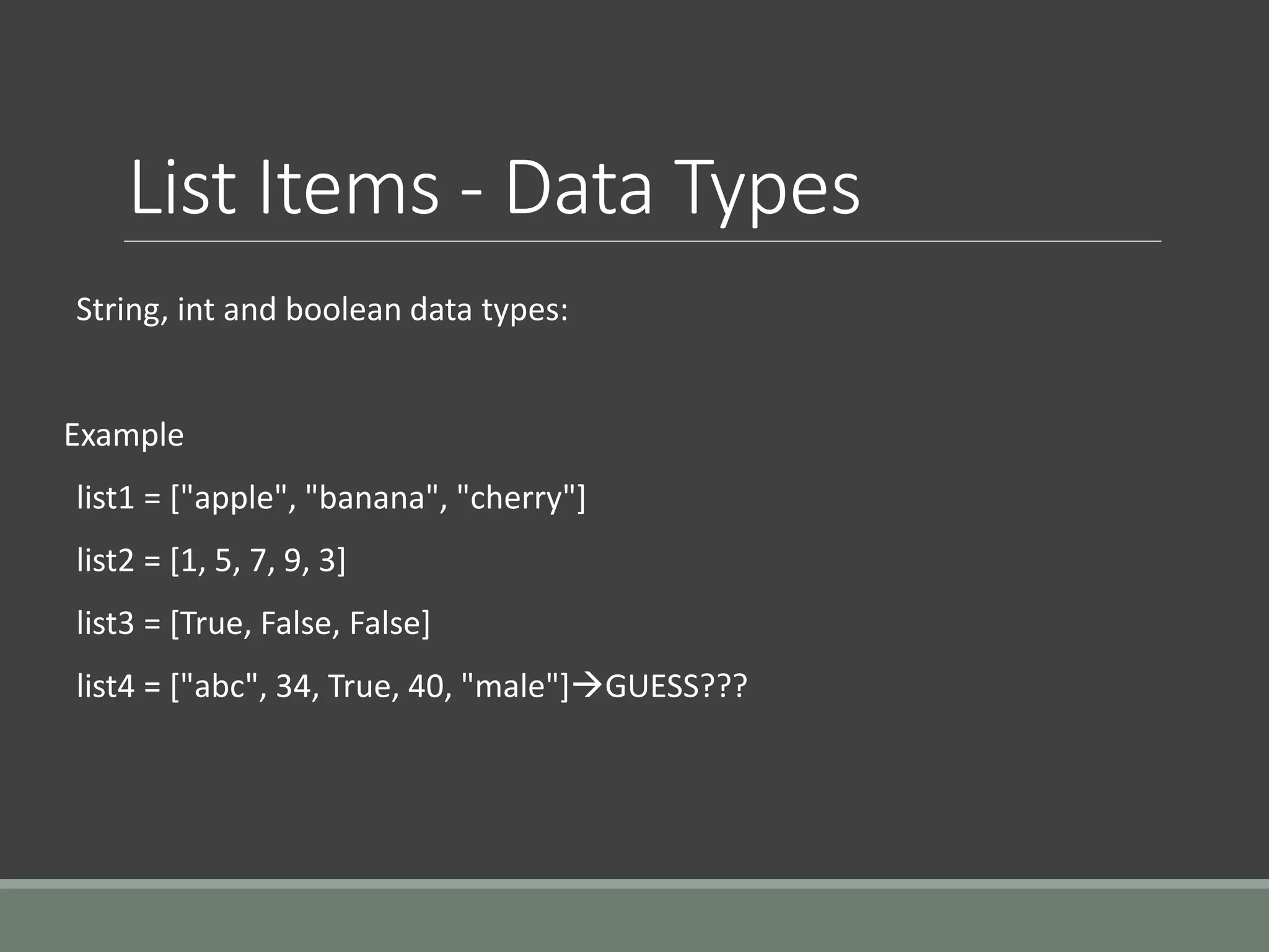 List in Python | PPTX | Programming Languages | Computing