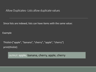 List in Python | PPTX