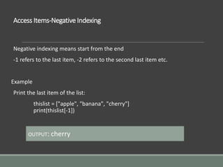 List in Python | PPTX