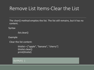 List in Python | PPTX