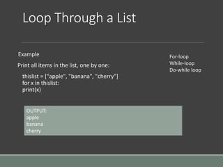 List in Python | PPTX
