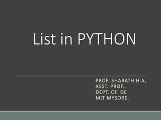 List in PYTHON - Guide to Common List Operations | PPT