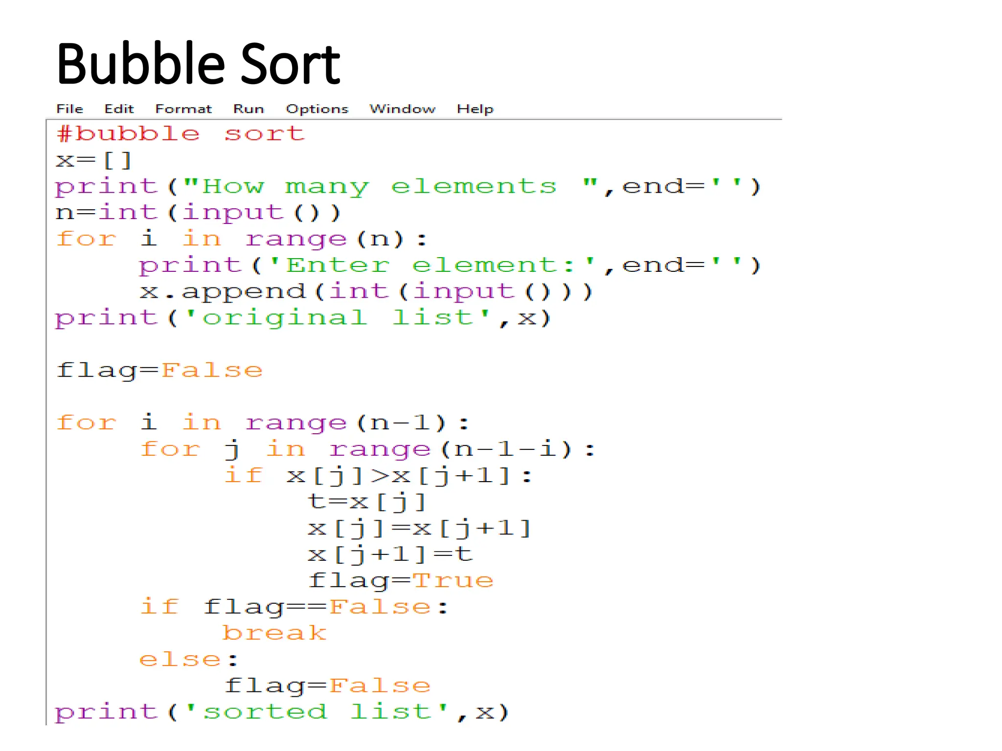 Bubble Sort
 
