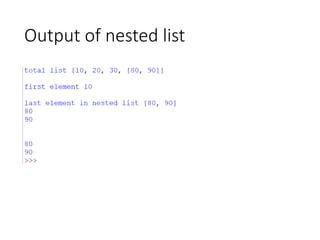 Output of nested list
 