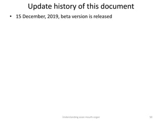 Update history of this document
• 15 December, 2019, beta version is released
Understanding asian mouth-organ 50
 