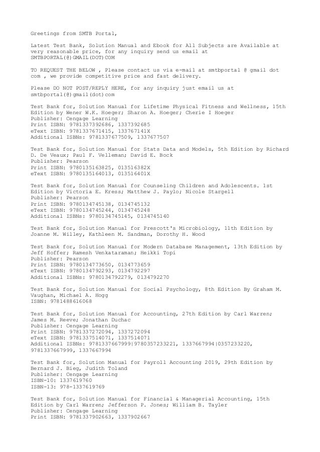 Test Bank For Solutions Manual For Textbooks Test Bank For Solutions Manual For Textbooks