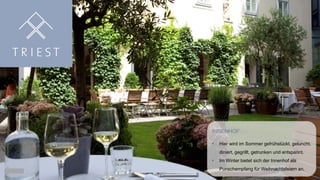 INNENHOF


Hier wird im Sommer gefrühstückt, geluncht,
diniert, gegrillt, getrunken und entspannt.



Im Winter bietet sich der Innenhof als
Punschempfang für Weihnachtsfeiern an.

 