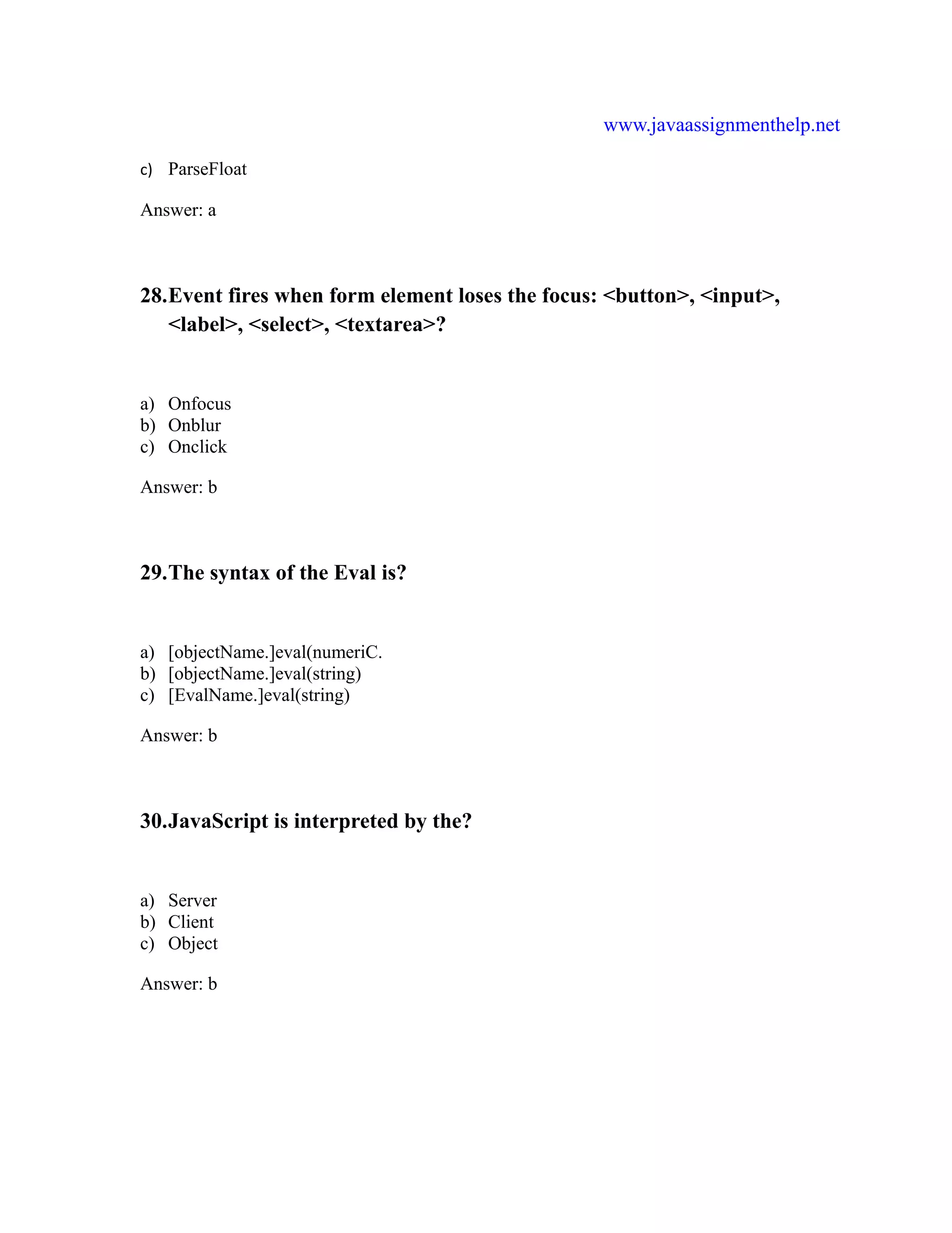 Java multiple choice questions and answers pdf