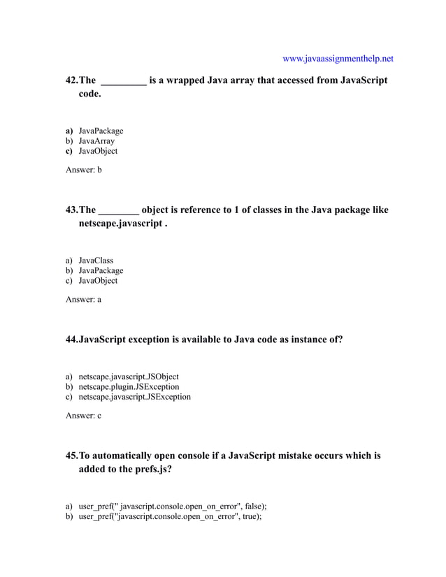 Java Multiple Choice Questions and Answers | PDF | Web Development ...