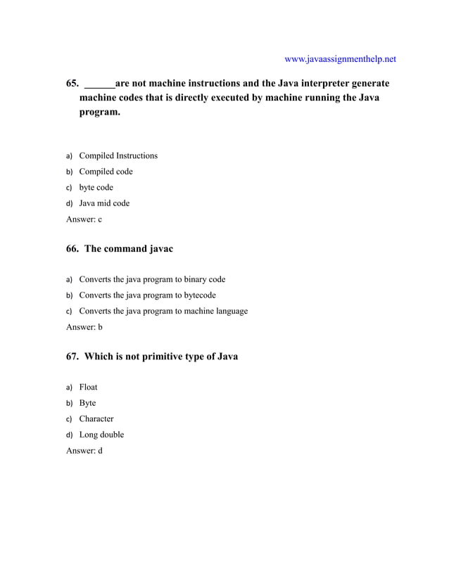 Java Multiple Choice Questions and Answers | PDF | Web Development ...