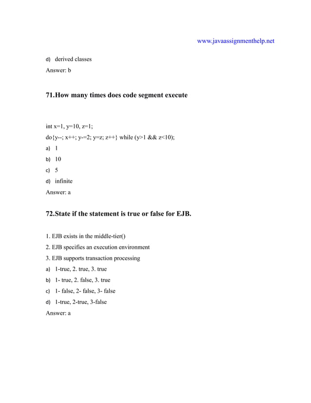 Java Multiple Choice Questions and Answers | PDF