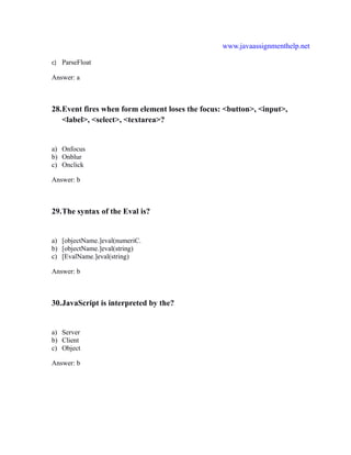 Java Multiple Choice Questions and Answers | PDF