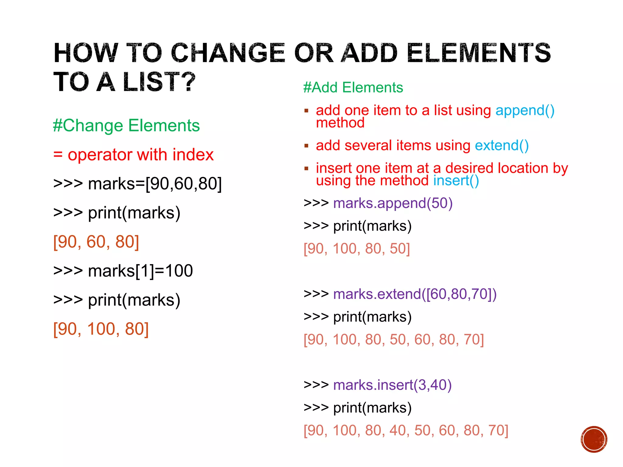 List in Python | PPTX